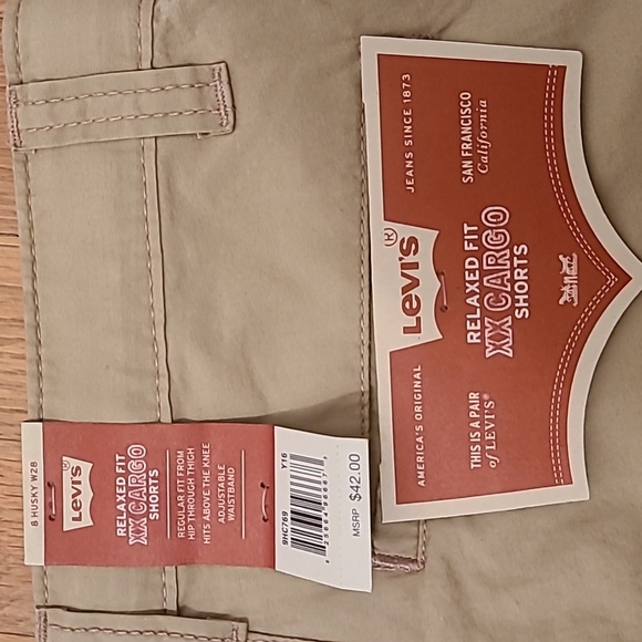 LEVIS YOUTH BOYS KAKHI RELAXED FIT CARGO SHORTS SIZE 8 HUSKY 28W - Picture 6 of 11